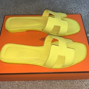 hermes yellow oran sandals
